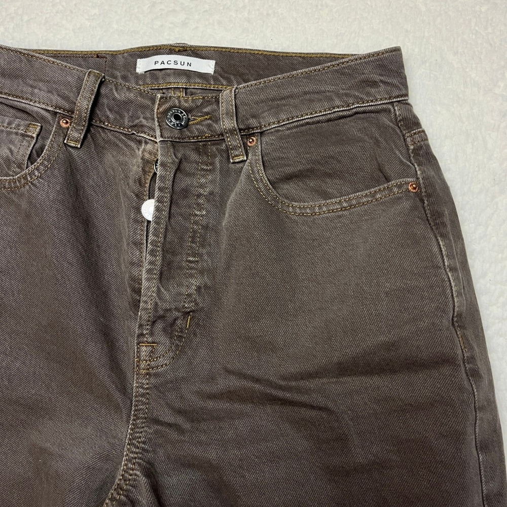 PacSun Dad Jean Womens 25 Brown High Waisted Button Fly Straight Leg Denim Pants